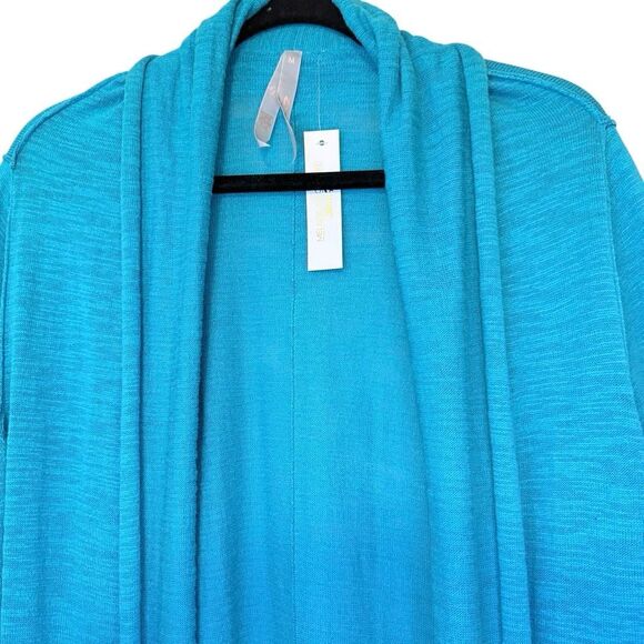 Melissa McCarthy Seven7 Cardigan Sweater Long Open Turquoise Size M NWT Casual - Picture 2 of 15